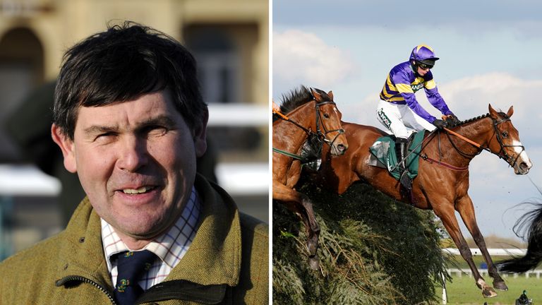 Sandy Thomson (left) and Grand National winner Corach Rambler ridden by jockey Derek Fox (right)