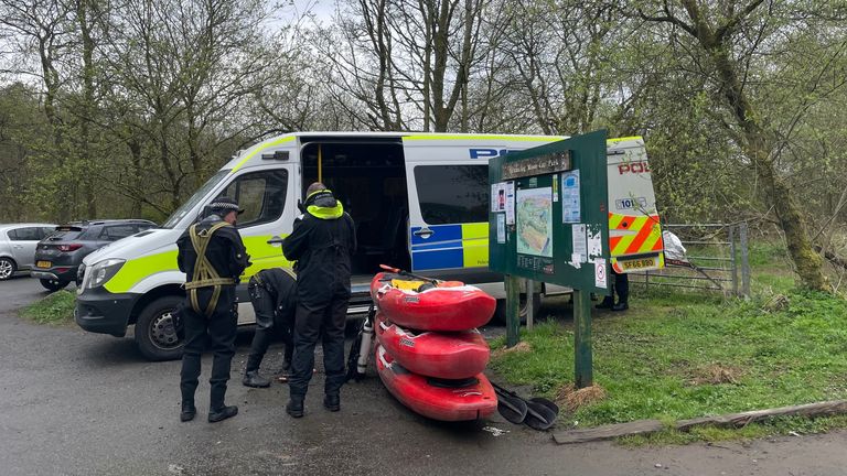 Police divers at the scene at Mugdock Country Park, East Dunbartonshire, as police continue their search for the fiancé of pregnant teacher Marelle Sturrock, 35, who was found dead in suspicious circumstances in Glasgow on Tuesday. Picture date: Thursday April 27, 2023.
