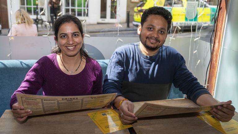 Customers Ankita Gulati and Vinay Aggarwal at the Indian Streatery