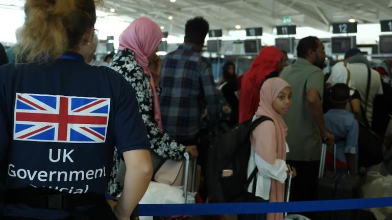 UK officials and medics are meeting the evacuees at an airport in Cyprus