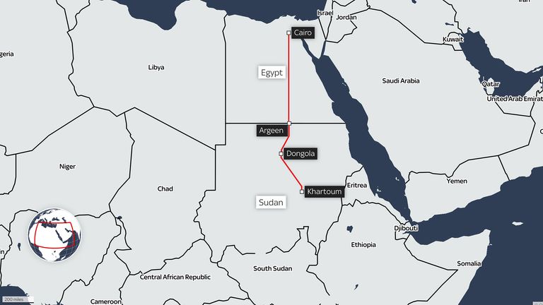 Sarah and her family travelled over 1350 miles from Khartoum to Cairo, Egypt. Pic: Datawrapper