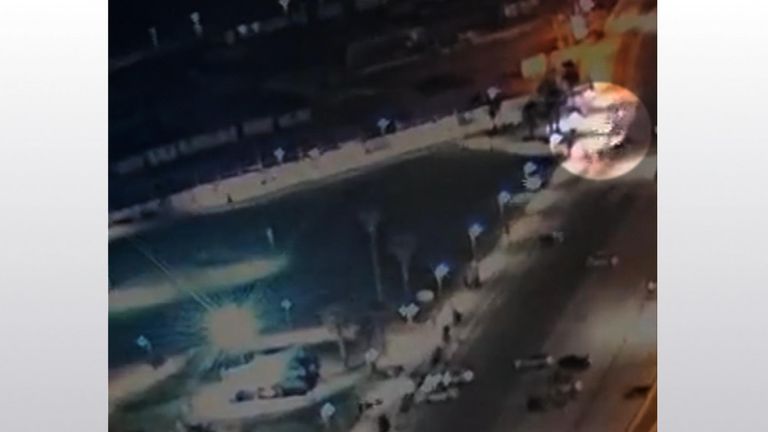 CCTV shows the moment just before a car collided with a group of people in Tel Aviv