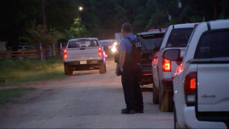 Police respond at the scene of the shooting. Pic: AP