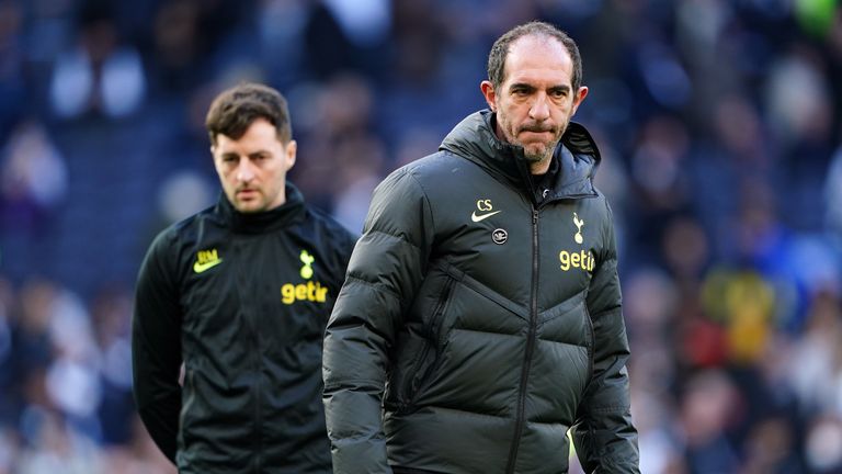 Tottenham Hotspur&#39;s former first team coach Ryan Mason (L) and Cristian Stellini, who Tottenham have sacked