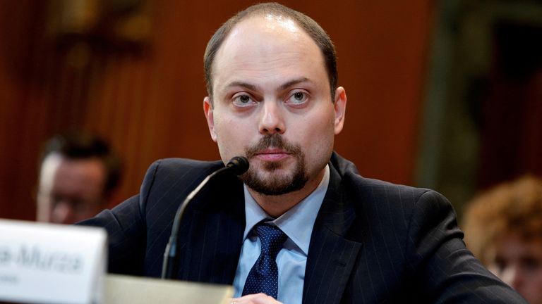 FILE PHOTO: Russian opposition leader Vladimir Kara-Murza, vice chairman of Open Russia, testifies before a Senate Appropriations State, Foreign Operations and Related Programs Subcommittee hearing on "Civil Society Perspectives on Russia" on Capitol Hill in Washington, U.S., March 29, 2017. REUTERS/Joshua Roberts/File Photo