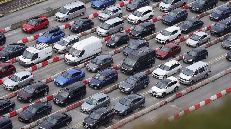Traffic at the Port of Dover in Kent as the getaway continues for the Easter weekend 