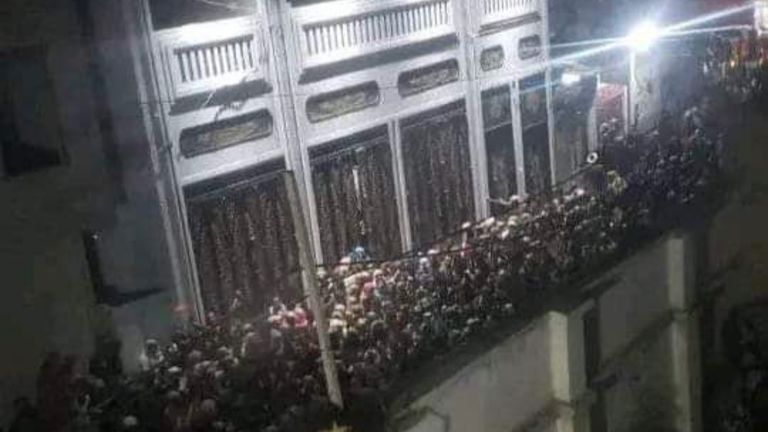 View of crowd in Sanaa moments before the stampede