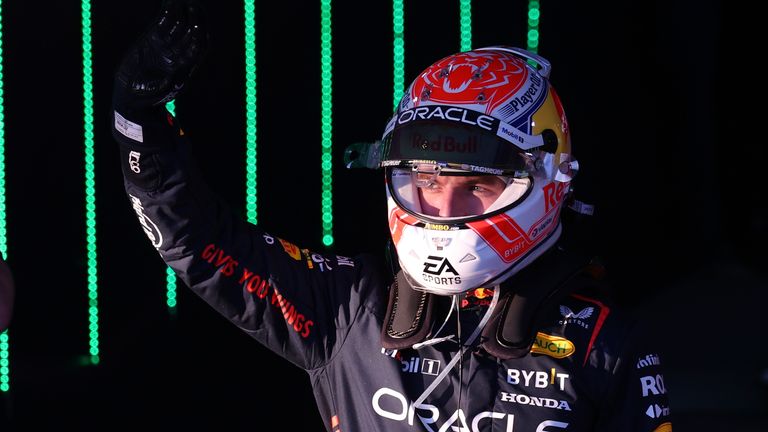 Max Verstappen waves after winning the Australian Grand Prix