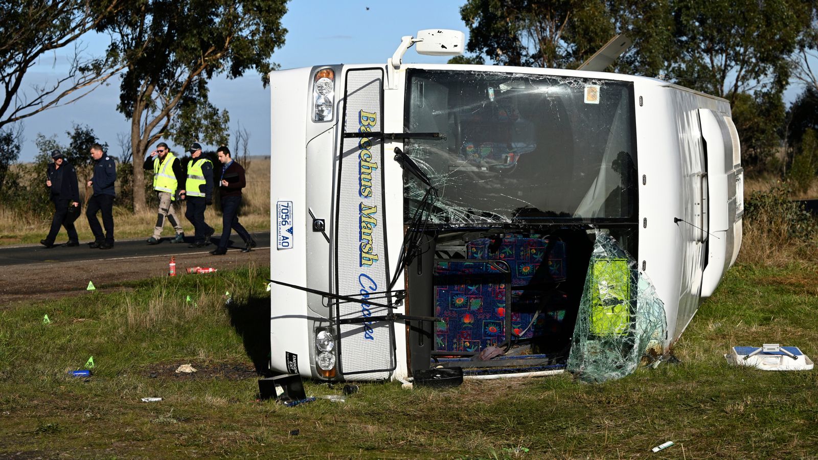 Seven children seriously hurt after truck crashes into bus, with some requiring amputations