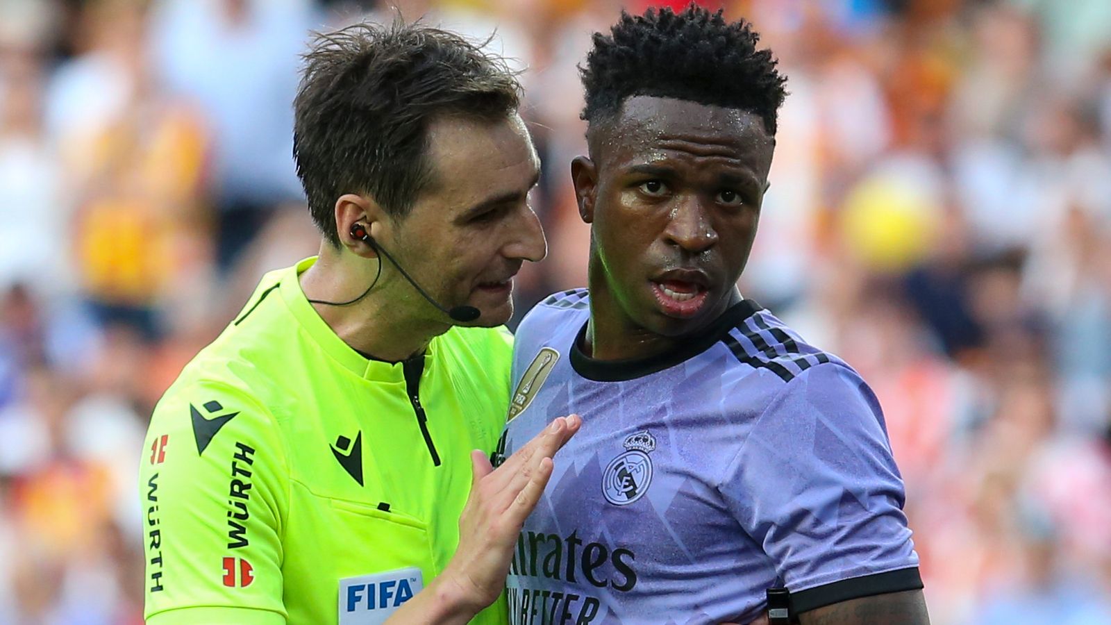 Vinicius Jr racist abuse: Valencia to appeal against five-game stand closure as Real Madrid player has red card overturned