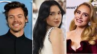 Harry Styles, Dua Lipa and Adele all make the list. Pic:Reuters/AP