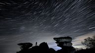 The Geminid meteor shower over Brimham Rocks in 2020. Pic: PA