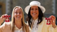 Beth Mead (left) and Lucy Bronze after being made Members of the Order of the British Empire (MBE)