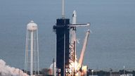 The Axiom Mission 2 (Ax-2) aboard a SpaceX Falcon 9 and Dragon capsule, carrying 4 crew members to the International Space Station, lifts off from Kennedy Space Center, Florida, U.S. May 21, 2023. REUTERS/Joe Skipper