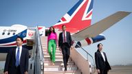 Prime Minister Rishi Sunak and his wife Akshata Murty disembark their plane as they arrive at Tokyo Aiport ahead of the G7 Summit in Japan. Picture date: Thursday May 18, 2023.