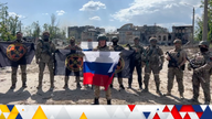 Founder of Wagner private mercenary group Yevgeny Prigozhin makes a statement as he stand next to Wagner fighters in the course of Russia-Ukraine conflict in Bakhmut. 
