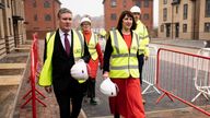Starmer and Reeves, arrive to discuss the pressure of soaring mortgage rates ahead of the autumn statement next Thursday 17 November, at a housing development in Milton Keynes,
