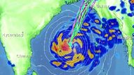 The &#39;very severe&#39; storm is set to make landfall in Bangladesh on Sunday Pic: Met Office 