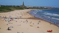 People enjoy the beach in North Tyneside on Sunday