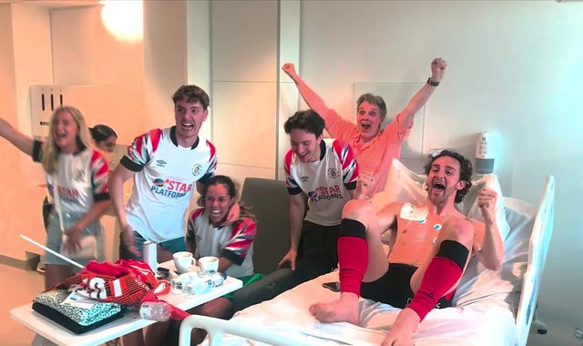 Luton promoted to Premier League: Tom Lockyer celebrates from hospital after collapsing at Wembley