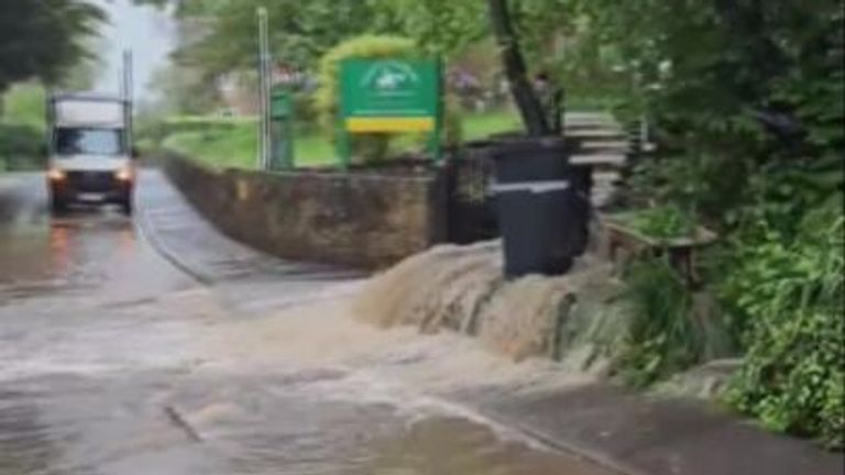 Video released online shows roads flooding in Somerset. Warnings were put in place and people were asked to be cautious when driving.