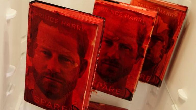 The blood-soaked copies of Harry&#39;s memoir Spare went on display this week