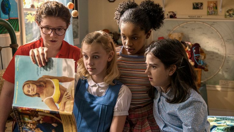 Katherine Kupferer as Gretchen Potter, Elle Graham as Nancy Wheeler, Amari Price as Janie Loomis, and Abby Ryder Fortson as Margaret Simon in Are You There God? It&#39;s Me, Margaret. Pic: Dana Hawley