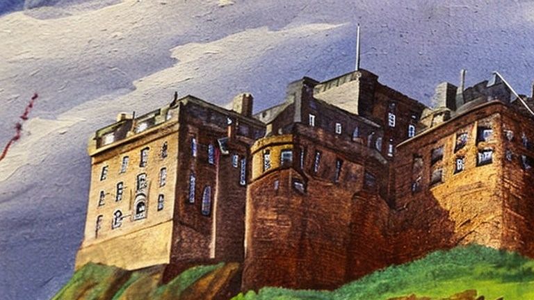 "Painting of Edinburgh Castle" generated by artificial intelligence tool Stable Diffusion that converts text to images