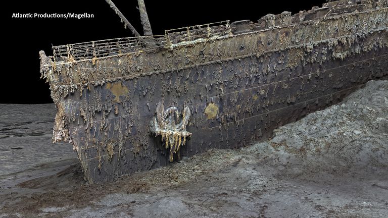 The first full-sized digital scan of the Titanic, which lies on the Atlantic seafloor, has been created using deep-sea mapping. Picture: Atlantic Productions/Magellan