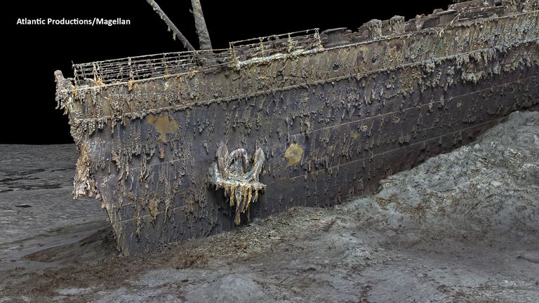 DO NOT USE ----- The first full-sized digital scan of the Titanic, which lies on the Atlantic seafloor, has been created using deep-sea mapping. Picture: Atlantic Productions/Magellan