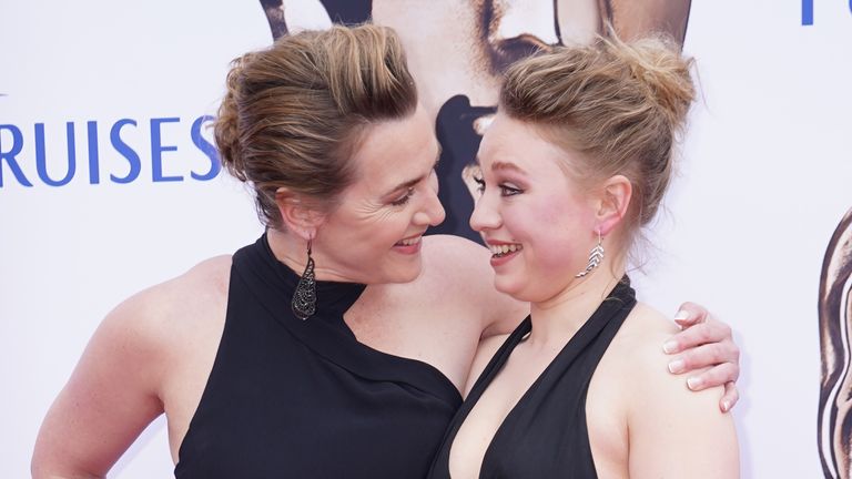 Kate Winslet and Mia Threapleton attending the Bafta Television Awards 2023 at the Royal Festival Hall, London. Picture date: Sunday May 14, 2023.