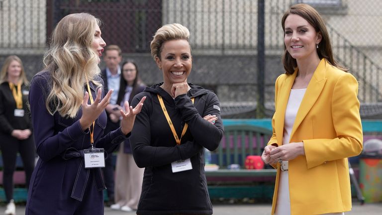 The Princess of Wales (right) and Dame Kelly Holmes (centre) during a visit to the Percy Community Centre in Bath