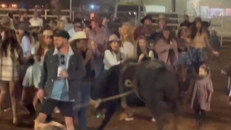 Escaped bull charges into crowd in Australia