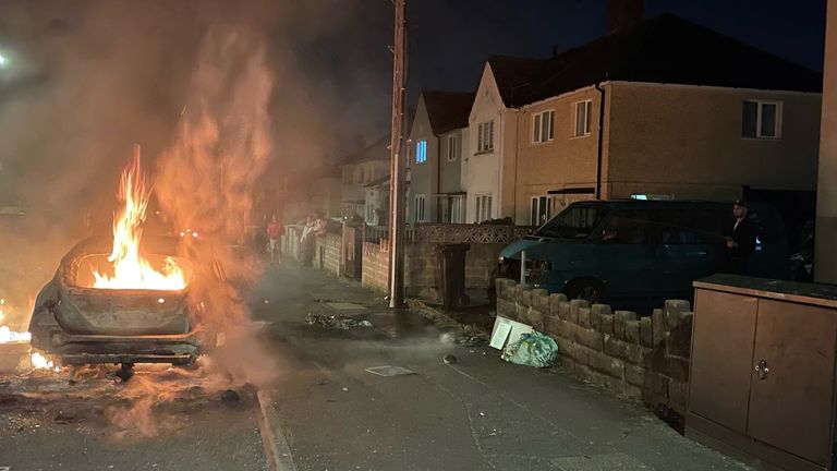 Jane Palmer&#39;s Ford Focus was set on fire in the chaos