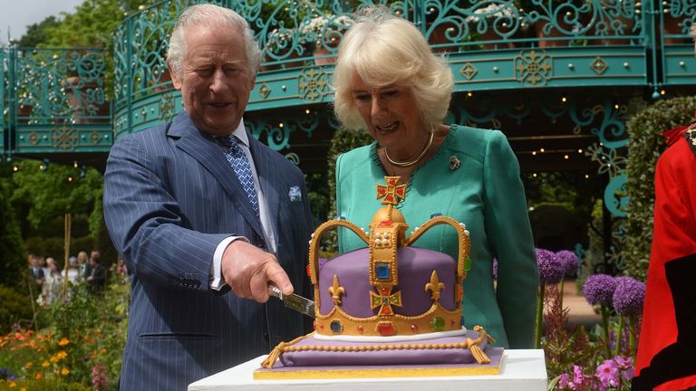King Charles III and Queen Camilla open a new Coronation Garden in Newtownabbey and meet the designers of the garden and representatives of community and charitable organisations, hearing how the garden marks the beginning of a new green initiative for the Antrim and Newtownabbey Borough Council, during a two day visit to Northern Ireland. Picture date: Wednesday May 24, 2023.
