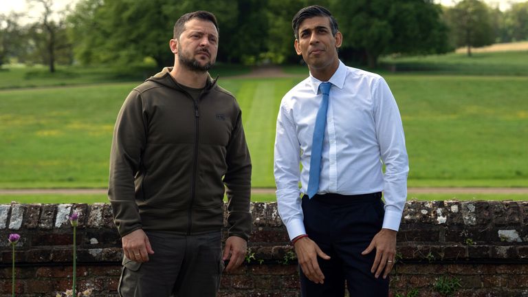 Prime Minister Rishi Sunak meeting Ukrainian President Volodymyr Zelenskyy at Chequers                                                                                                                                                                                                                                                                                                    