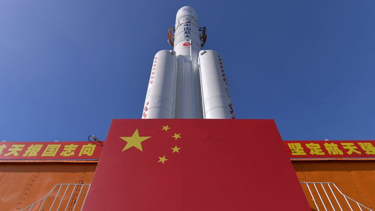 A Long March-5 rocket is seen at the Wenchang Space Launch Center in 2020. Pic: AP