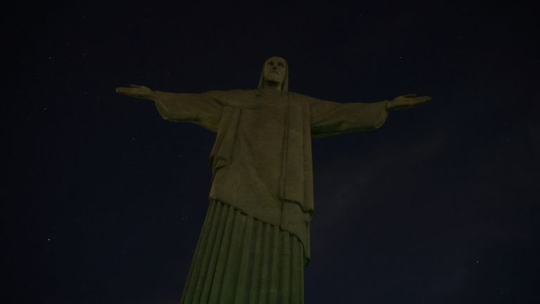 The lights on the Christ the Redeemer statue were switched off in solidarity with Vinicius Jr 