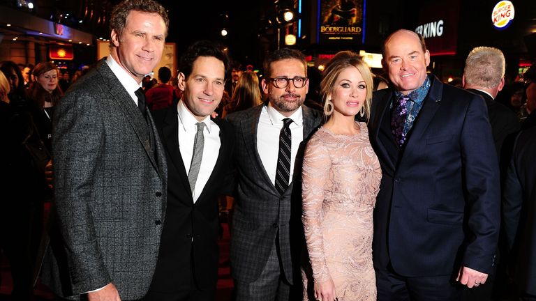 Will Ferrell, Paul Rudd, Steve Carell,Christina Applegate and David Koechner attending the UK  premiere of Anchorman 2 at the Vue West End cinema, London. PRESS ASSOCIATION Photo. Picture date: Wednesday December 11, 2013. Photo credit should read: Ian West/PA Wire