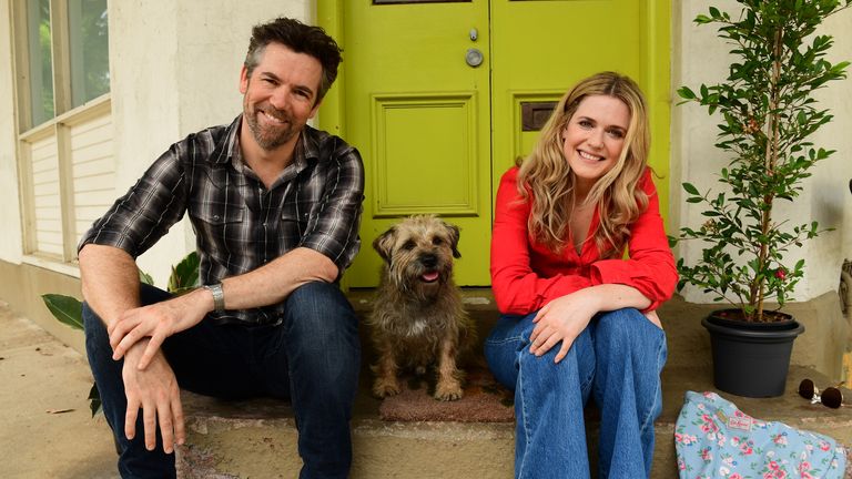 Patrick Brammall and Harriet Dyer with Zac (aka Colin) in Colin From Accounts. Pic: 