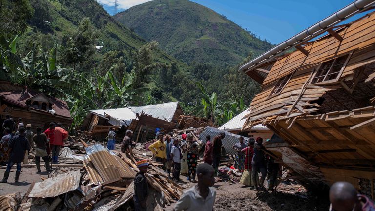 Homes swept away in the village of Nyamukubi