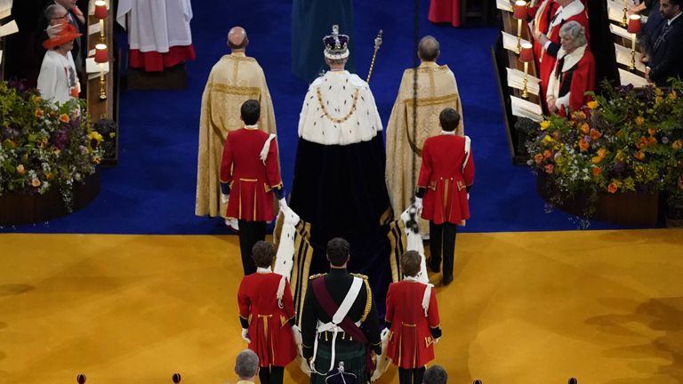 The King leaves Westminster Abbey