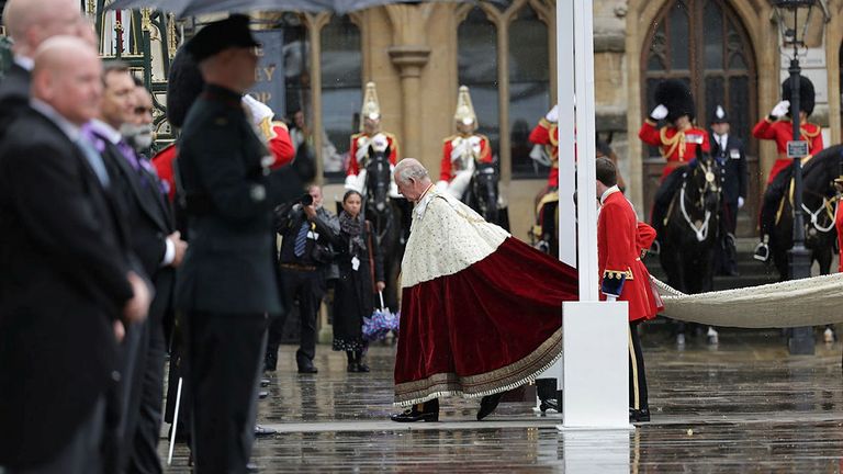 King Charles III arrives at Westminster Abbey for his coronation ceremony