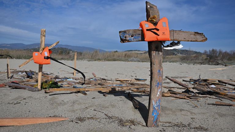  Crosses at the site of the shipwreck of Cutro, 