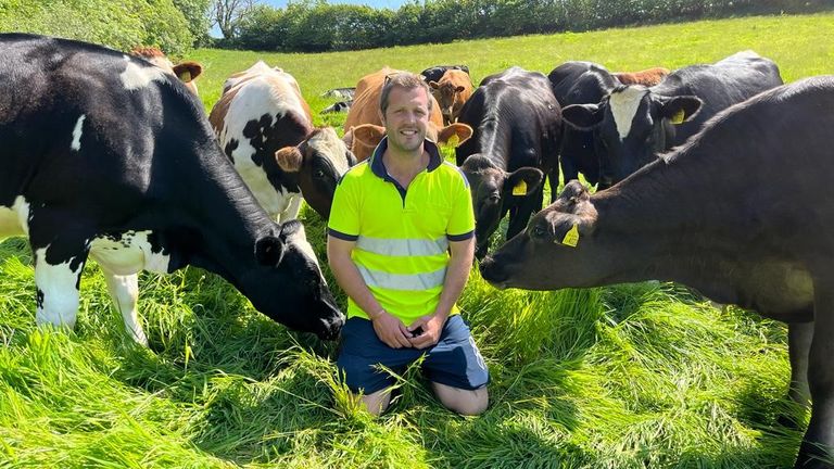 Harry Pinsent, owner of Higher Ludbrook Farm, a dairy farm in South Devon