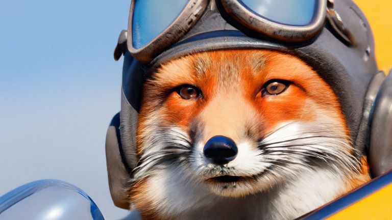 "A playful furry fox as a pilot in a realistic style" Created by artificial intelligence that converts text into images. Image: Deep Floyd