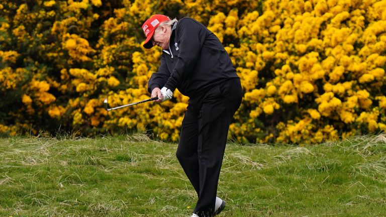 Donald Trump plays golf at Turnberry