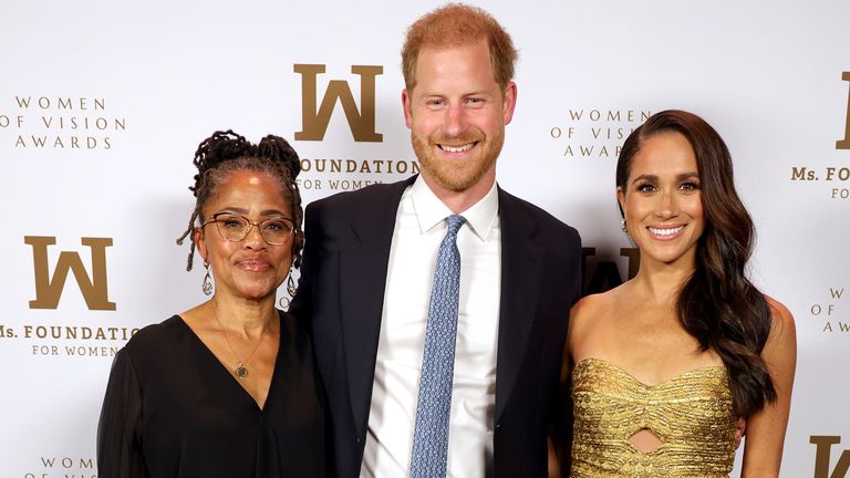 Doria Ragland, Prince Harry, Duke of Sussex and Meghan, Duchess of Sussex attend Ms. Foundation Women of Vision Awards