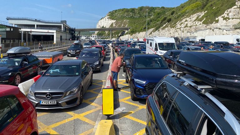 Queues for the ferry at Dover on Saturday morning