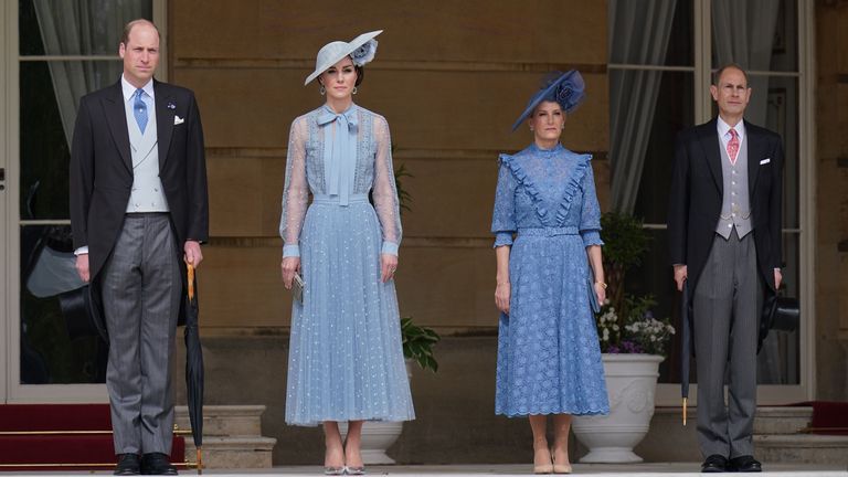 The Prince and Princess of Wales (left) with the Duke and Duchess of Edinburgh during a Garden Party at Buckingham Palace, London, in celebration of the coronation. Picture date: Tuesday May 9, 2023.
